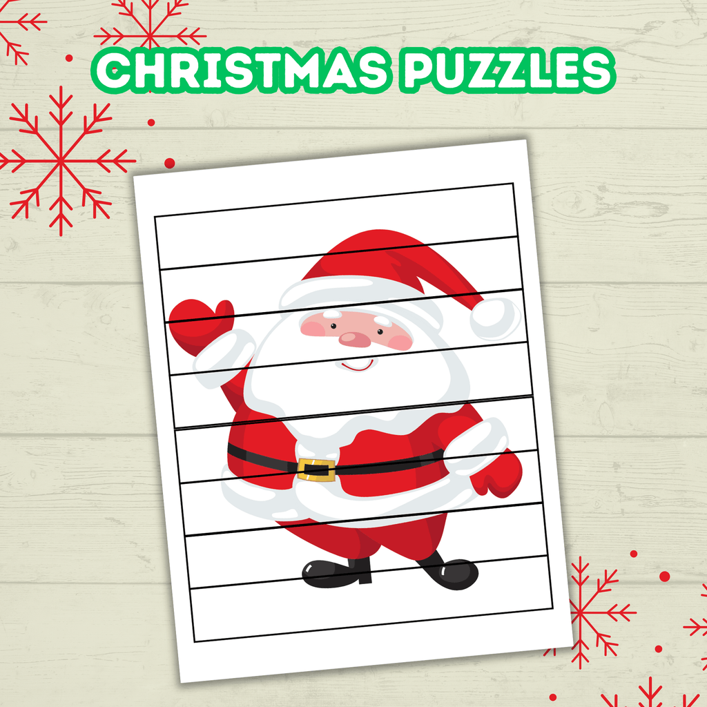 Christmas Preschool Puzzles Printables for Toddlers, Kindergartener Activities and Games