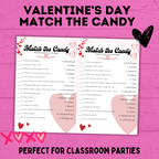 Valentine's Day Classroom Game | Valentine's Day Kid's Game | Match the Candy Game | Kids Game | Candy Game | Kids Printables | Kids