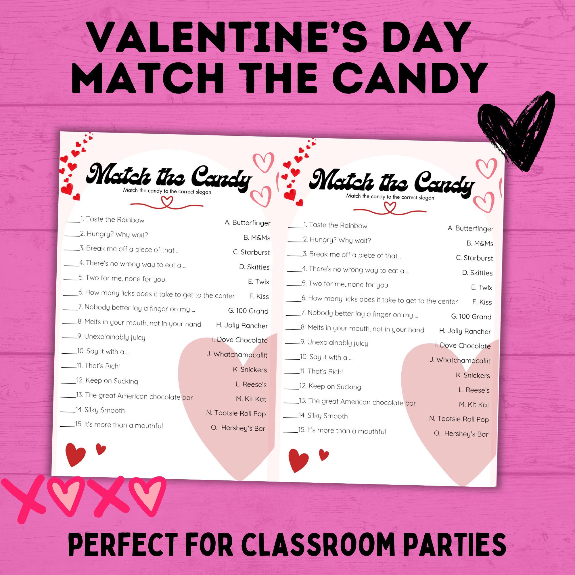 Valentine's Day Classroom Game | Valentine's Day Kid's Game | Match the Candy Game | Kids Game | Candy Game | Kids Printables | Kids