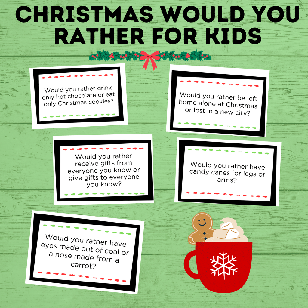 Christmas Would You Rather for Kids | Christmas Printables for Kids | Christmas Activities | Kid's Christmas Printables | Kid Games