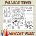 Bible Activity Page, Fall Christian Activity Page, Sunday School Activity, Activity Sheet, Fall for Jesus, Fall Craft, Jesus Activity