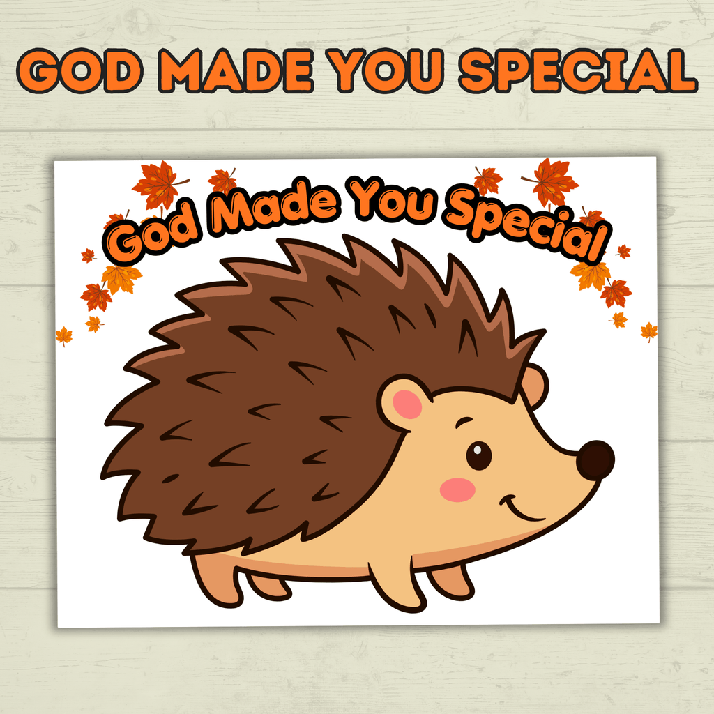 Hedgehog Craft, God Made Me Special, Sunday School Craft, Jesus Craft, Cut and Paste Craft, Easy Craft, Leaf Fall Craft, Christian Activity
