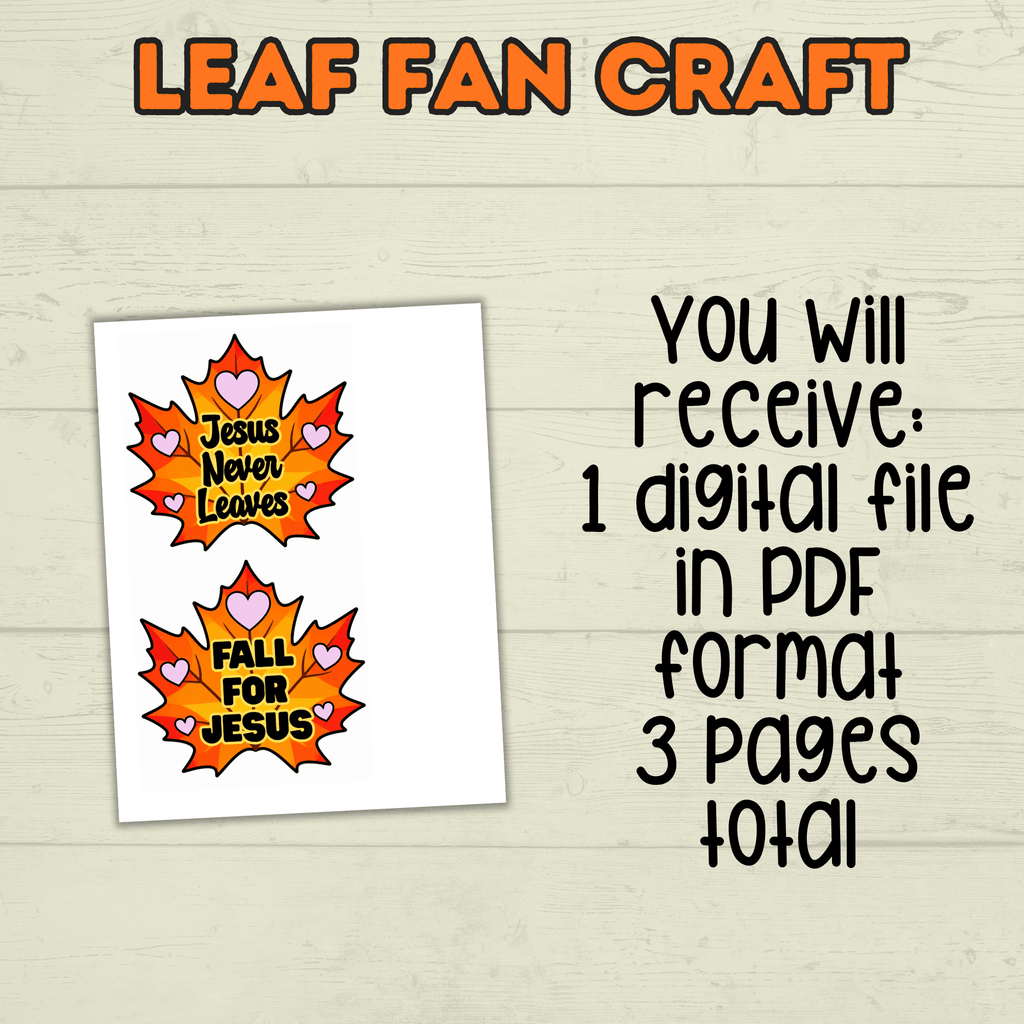 Leaf Fan Craft, Christian Fan Craft, Fall Craft, Christian Activity, Bible Lesson, Homeschool, Jesus Craft, Fall for Jesus, Leaf Craft