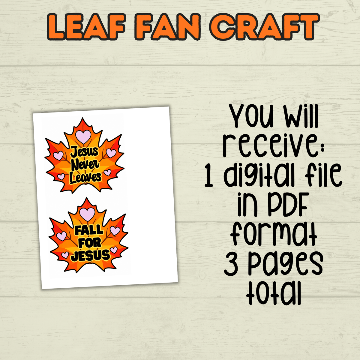 Leaf Fan Craft, Christian Fan Craft, Fall Craft, Christian Activity, Bible Lesson, Homeschool, Jesus Craft, Fall for Jesus, Leaf Craft
