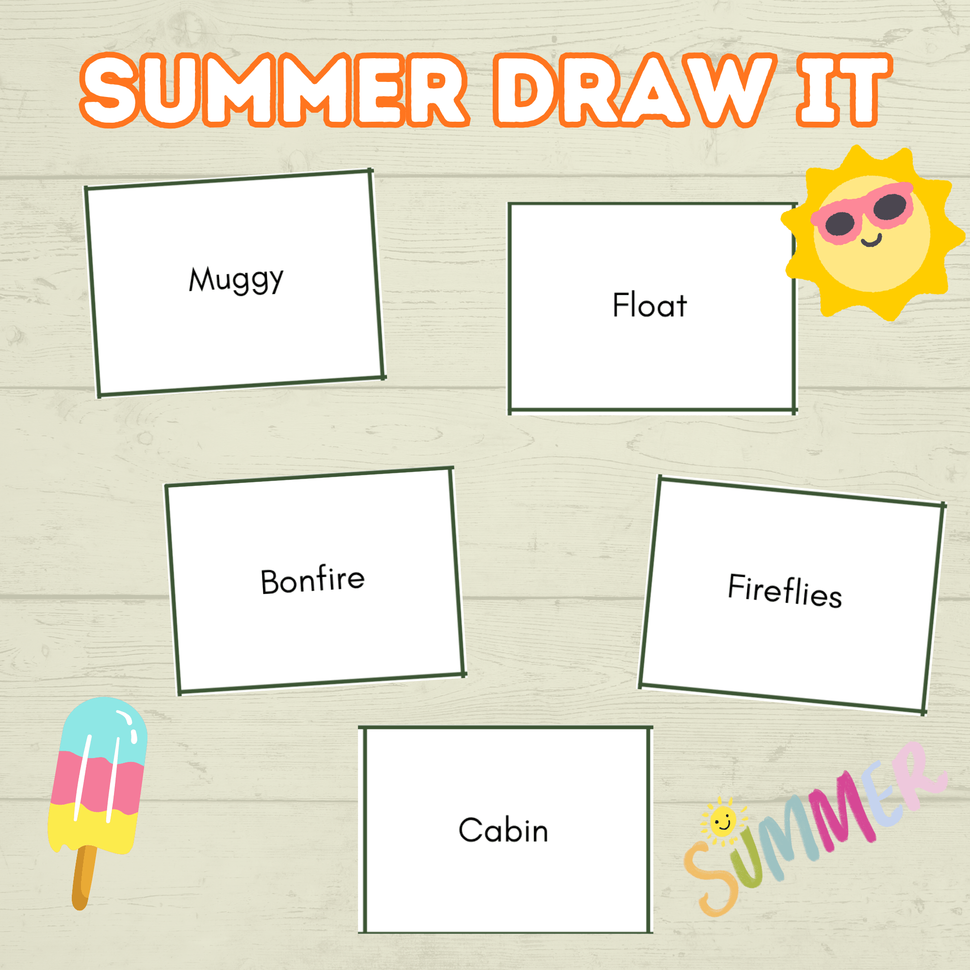 Summer Draw it Party Games and Activities, Summer Charades, Family Game Night, Adult Games, Icebreaker
