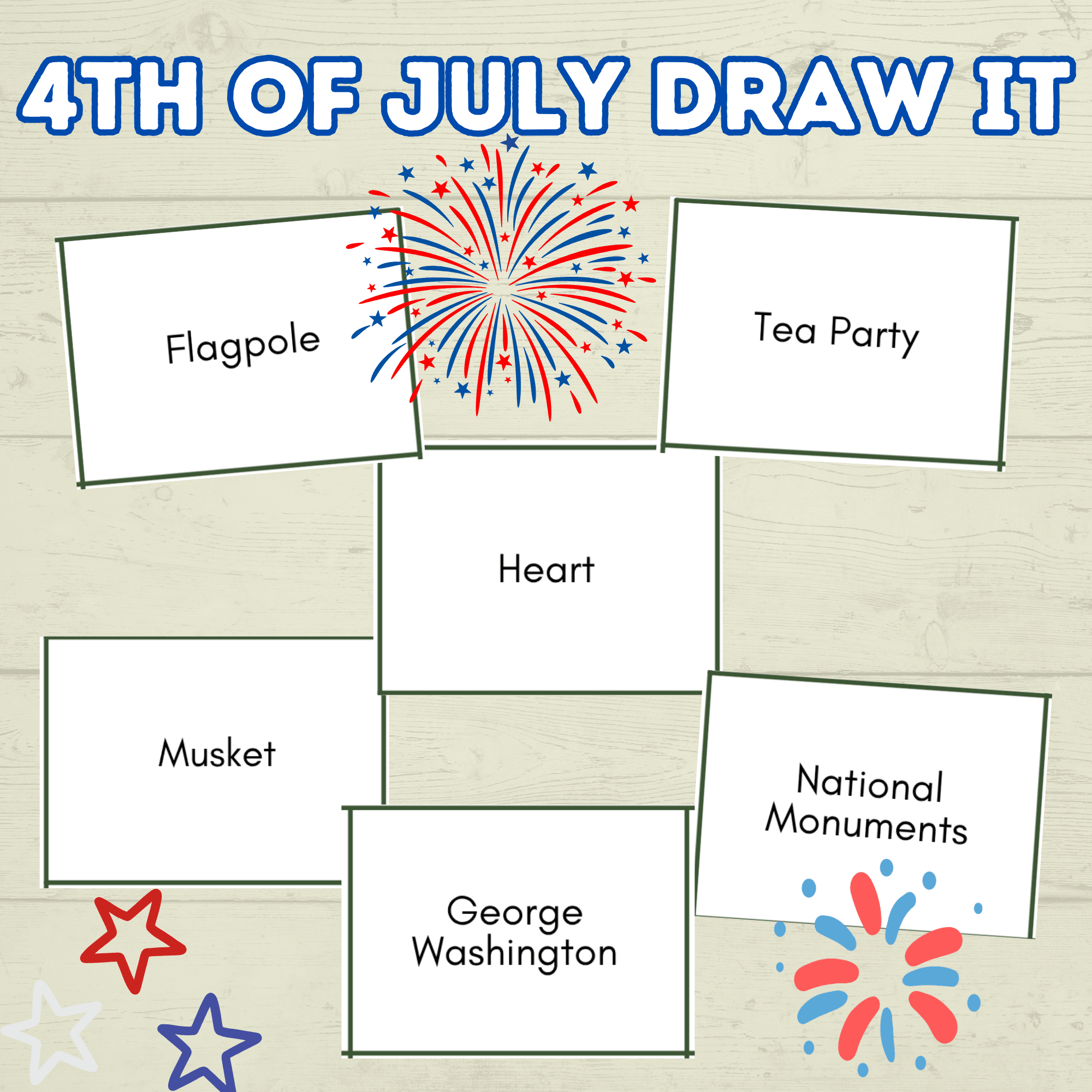 4th of July Games Adults and Kids, Draw it 4th of July, 4th of July Charades, Summer Games, Independence Games, Fourth of July Family Game