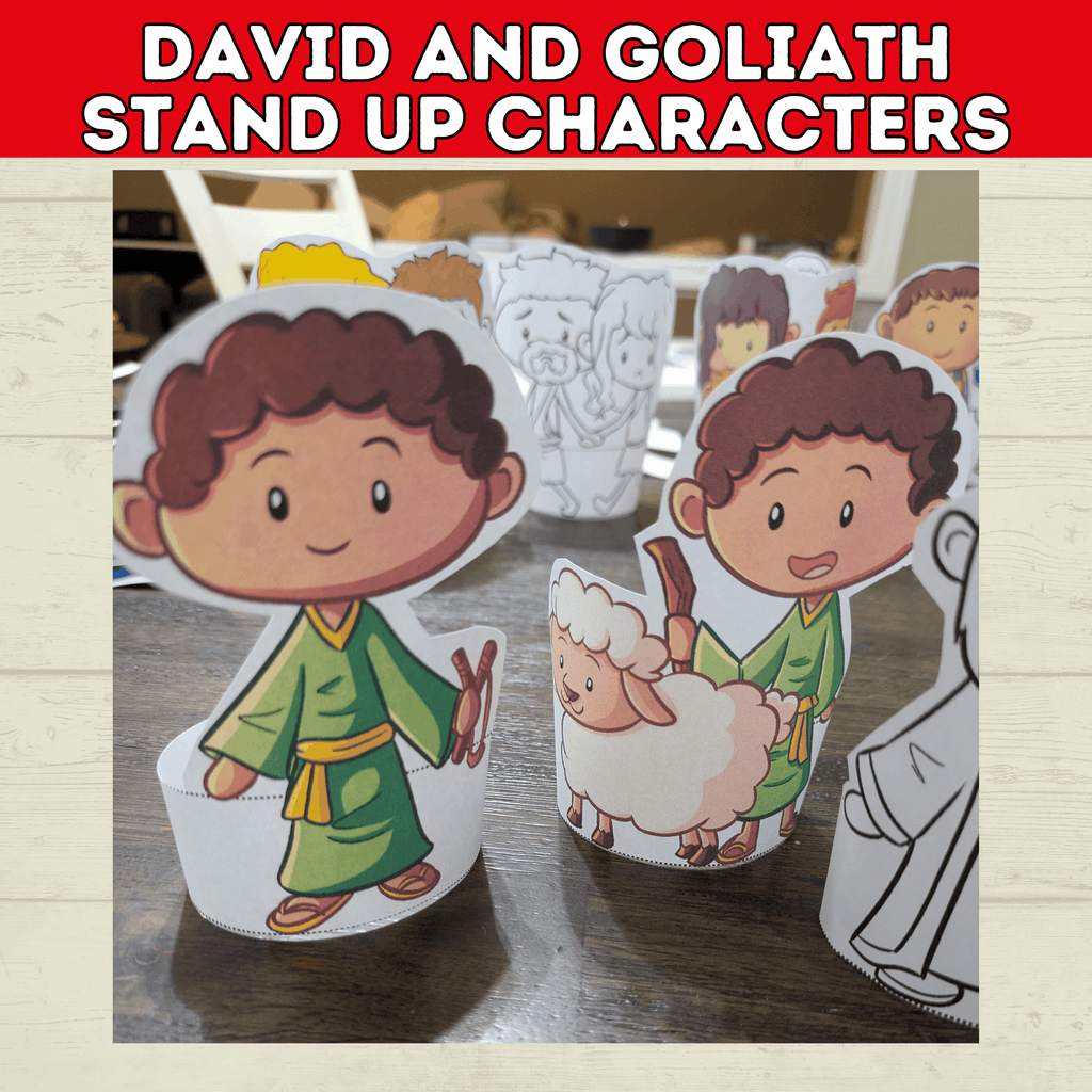 King David and Goliath Biblical Characters Stand Up Bible Story, VBS, Kids
