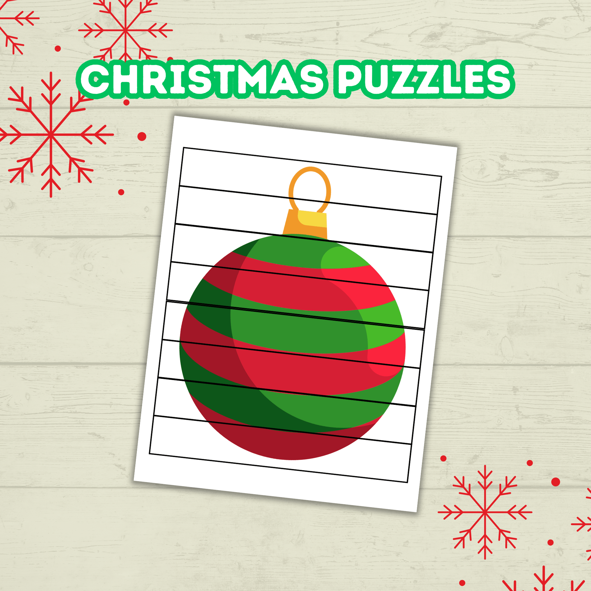 Christmas Preschool Puzzles Printables for Toddlers, Kindergartener Activities and Games