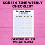 Chore Chart for Kids | Weekly Screen Time Chart | Weekly Checklist for Kids | Earn Screen Time Chore Chart | Technology Chart | Kids Chart