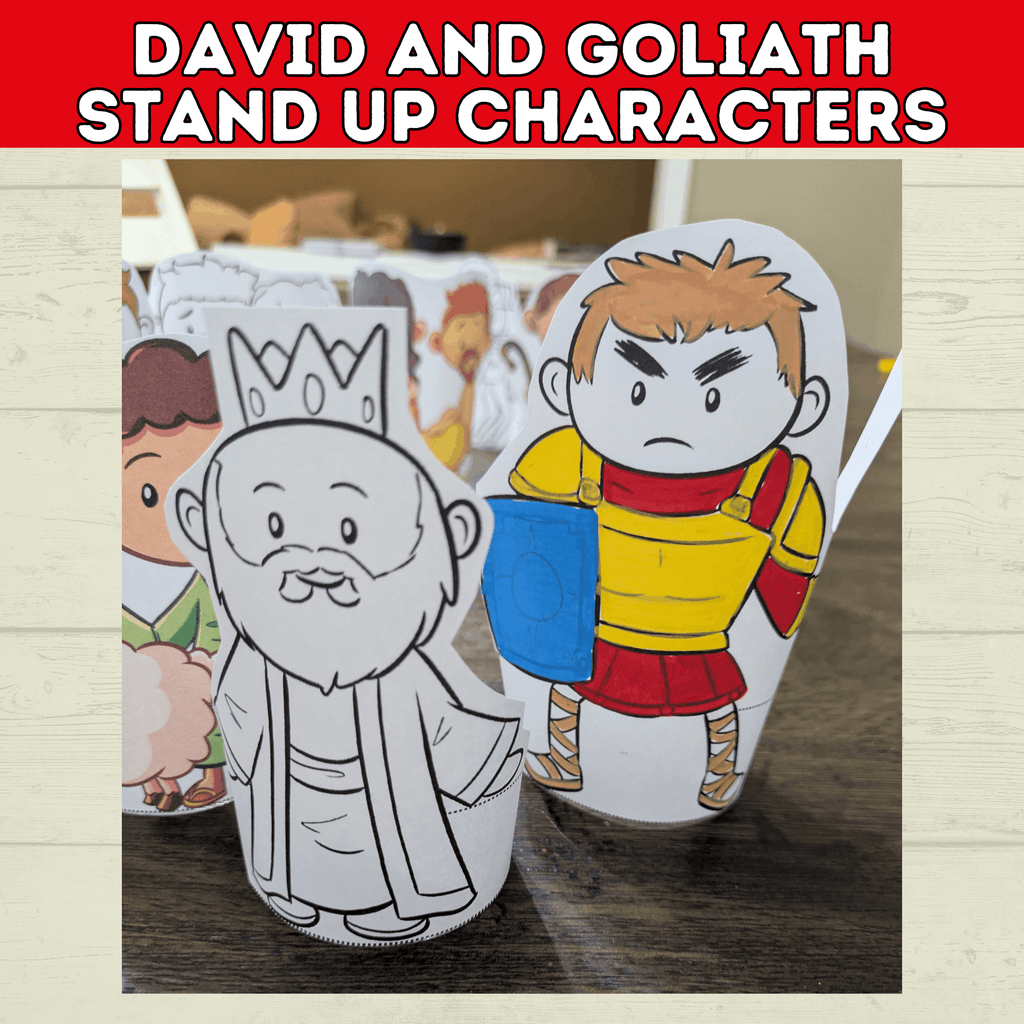 King David and Goliath Biblical Characters Stand Up Bible Story, VBS, Kids