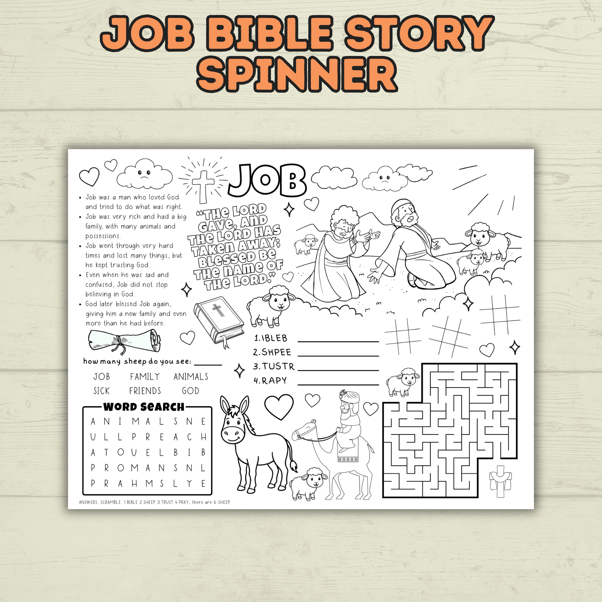 Job Bible Lesson Story Bundle, Job Bible Craft, Sunday School Crafts, Homeschool, Old Testament, Job Activity, Job Craft, Job Cube Story