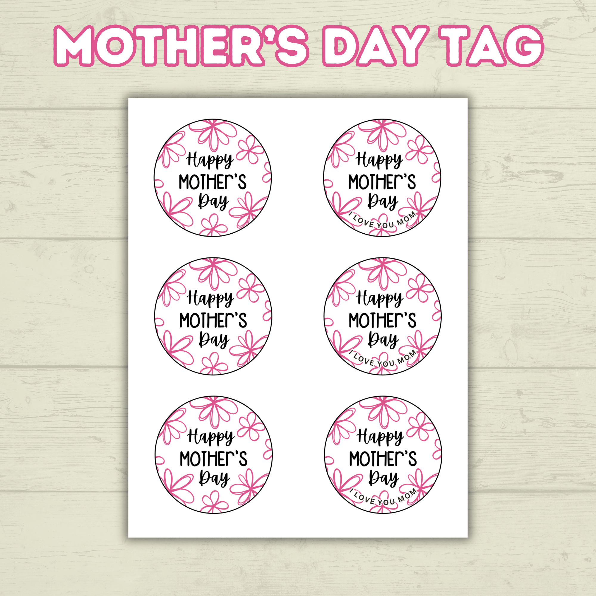 Mother's Day Tag, Happy Mother's Day, Gift Tag for Mom, Gifts for Mom, Cookie Tag, Floral Mom Tag, Flowers Tag, Wife, Mama, Packaging Tag