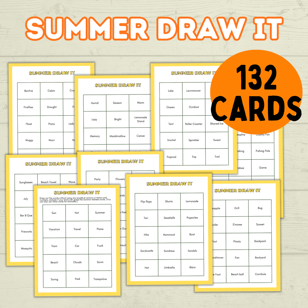 Summer Draw it Party Games and Activities, Summer Charades, Family Game Night, Adult Games, Icebreaker