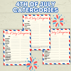 4th of July Game, Category Game fourth of July, Summer Games, Family Games, Party Games, Patriotic Trivia Game, Independence Day Games
