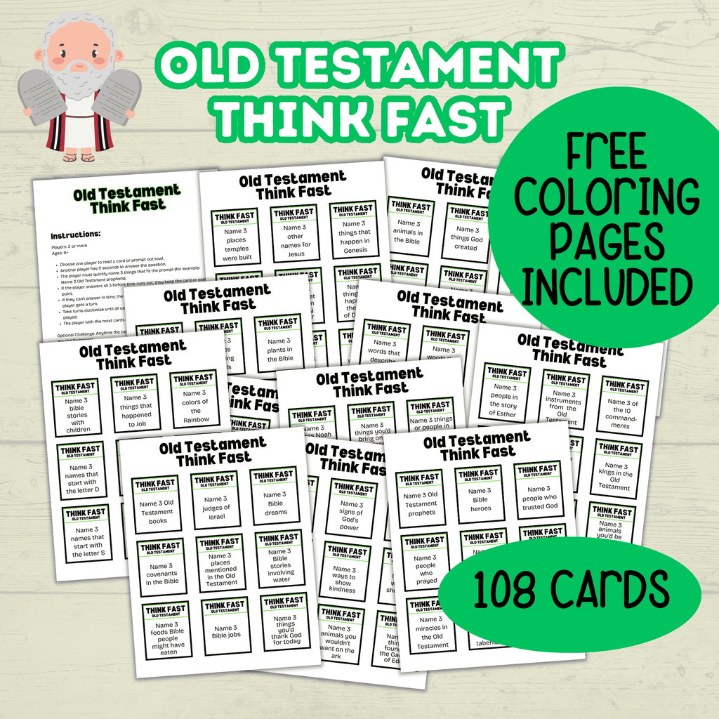 Think Quick and Fast Game Old Testament Bible Trivia, Christian Youth Group