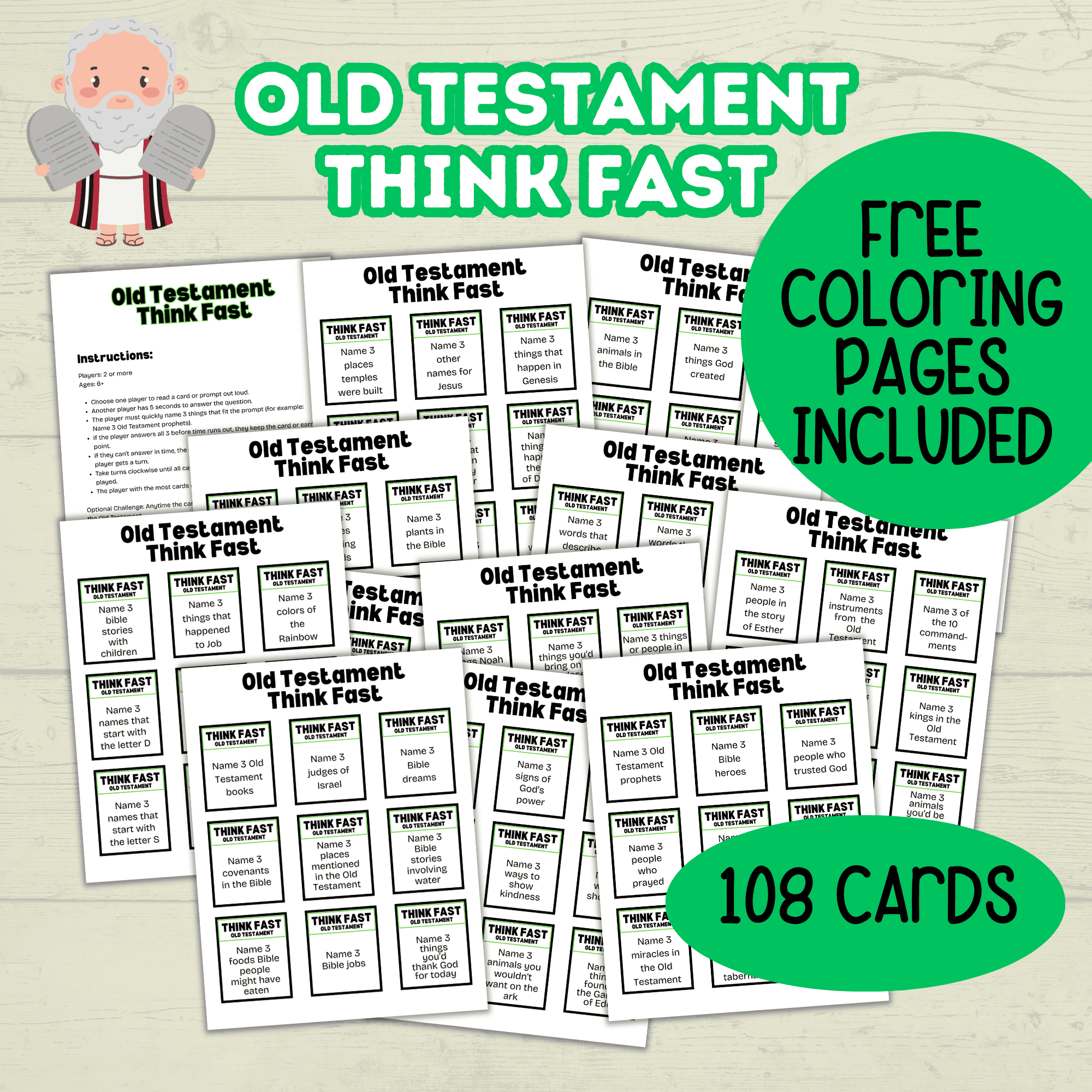 Think Quick and Fast Game Old Testament Bible Trivia, Christian Youth Group