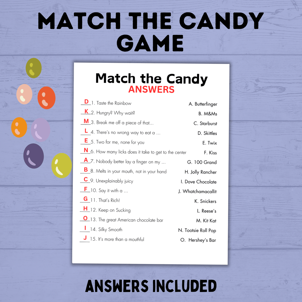 Match the Candy Game for Kids | Kids Games | Kids Activities | Classroom Games | Party Games | Birthday Games | Kids Printables