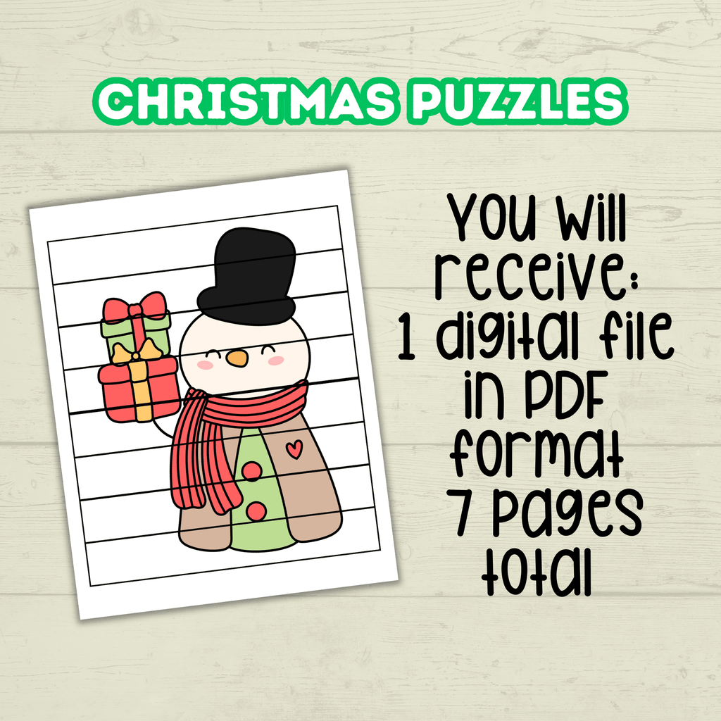 Christmas Preschool Puzzles Printables for Toddlers, Kindergartener Activities and Games
