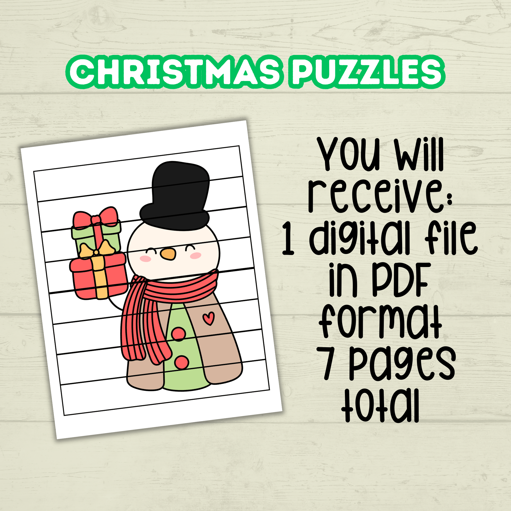 Christmas Preschool Puzzles Printables for Toddlers, Kindergartener Activities and Games