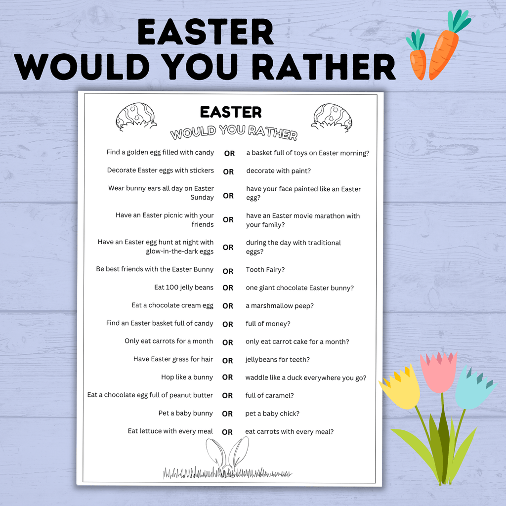 Easter Would You Rather for Kids | Easter Activities | Easter Printables | Easter for Kids | Kids Printables | Easter PDF download | Instant