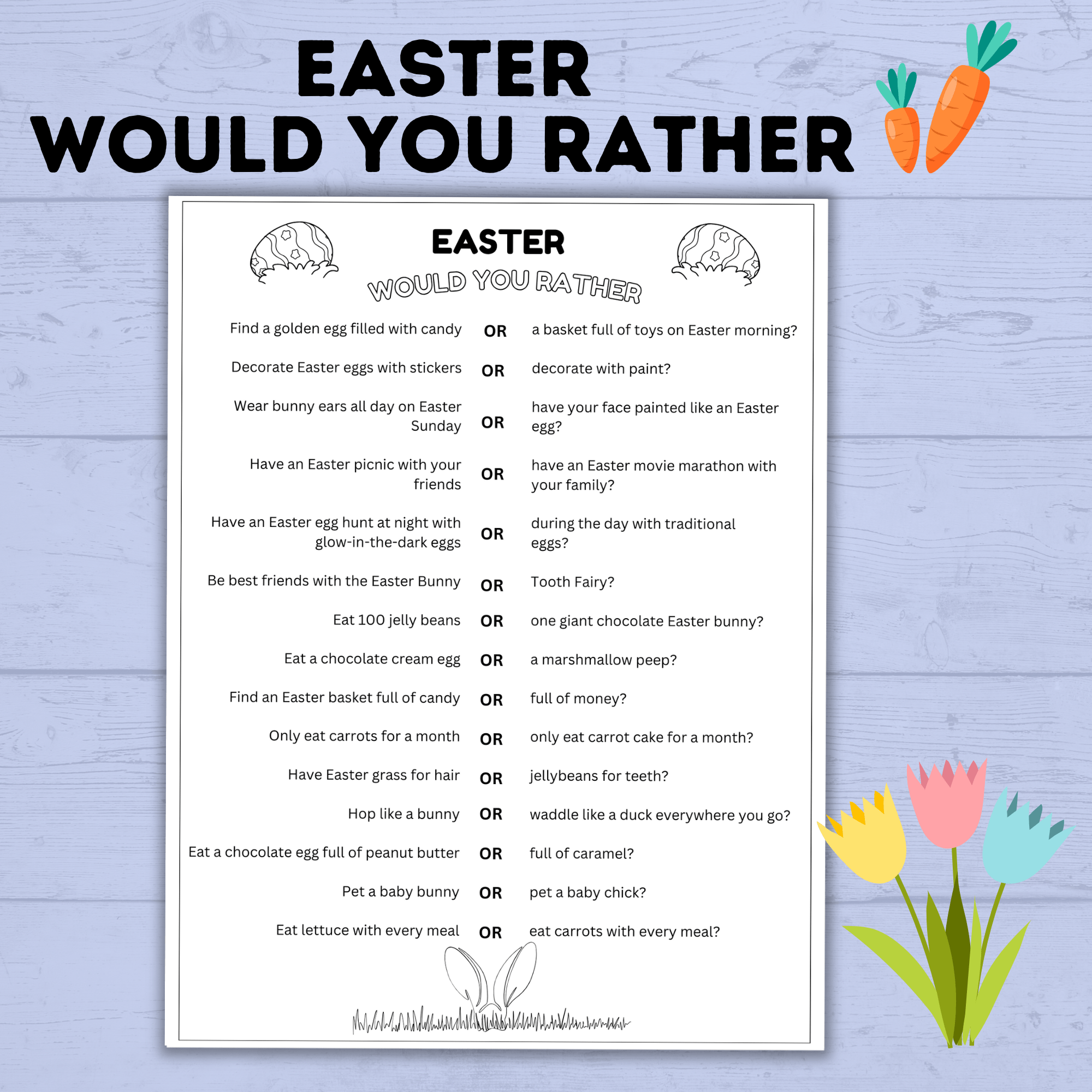 Easter Would You Rather for Kids | Easter Activities | Easter Printables | Easter for Kids | Kids Printables | Easter PDF download | Instant