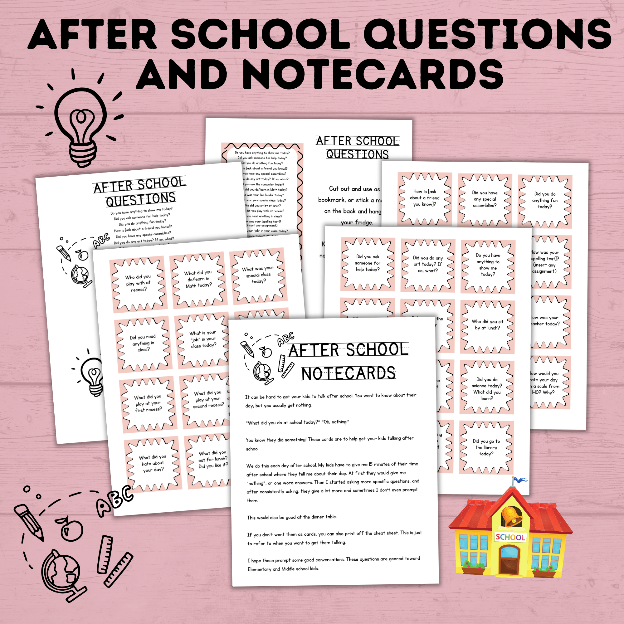 After School Questions for Kids | Kids Questions | Kids Notecards | Question Cards for Kids | Kids Activities | Ice Breaker Questions