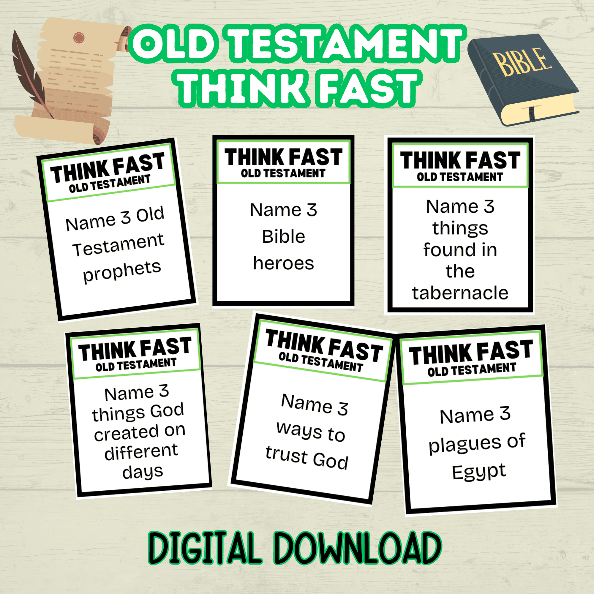 Think Quick and Fast Game Old Testament Bible Trivia, Christian Youth Group