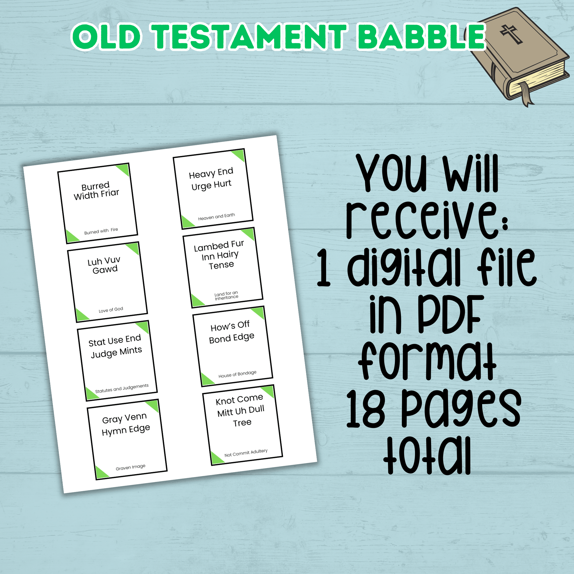 Old Testament Bible Church Game, Teen Youth Group Game, Come Follow Me, Sunday School Game, Christian, Bible Babble, Seminary, Icebreaker