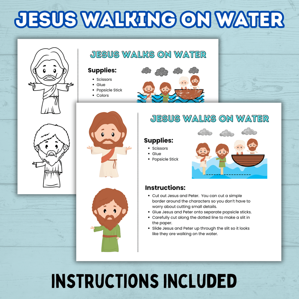 Jesus Walks on Water Craft, Bible Lesson Craft, Sunday School Craft, Kids Church Craft, Bible Story Activity, Cut and Paste, Homeschool