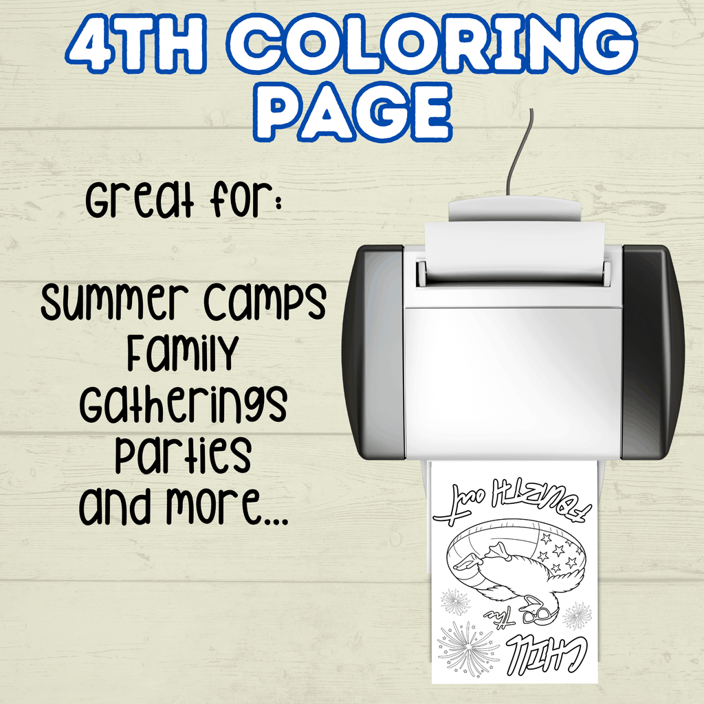 Chill the Fourth Out Coloring Page, 4th of July Craft, 4th of July Coloring Page, Patriotic Duck Coloring Page, USA, July fourth activity