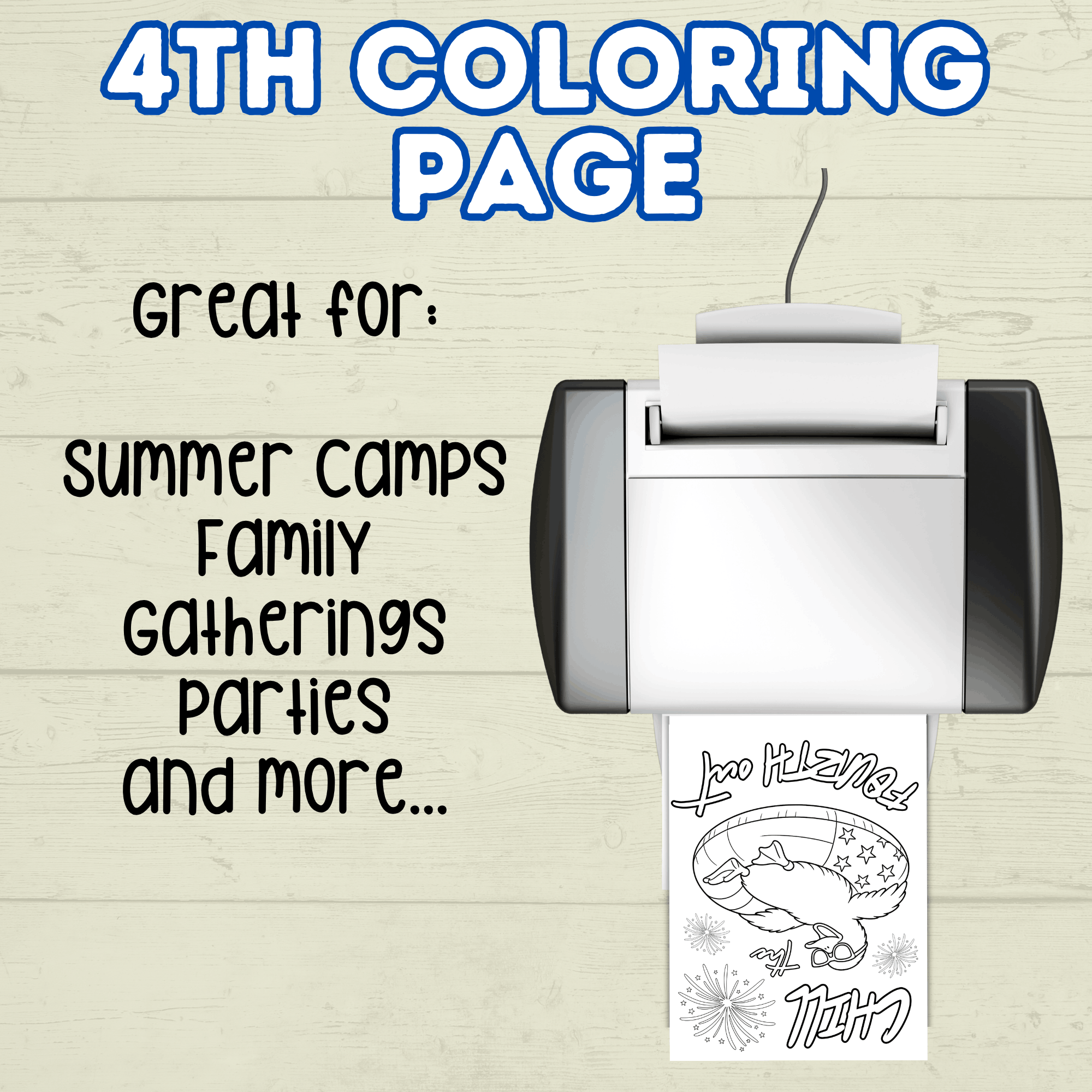 Chill the Fourth Out Coloring Page, 4th of July Craft, 4th of July Coloring Page, Patriotic Duck Coloring Page, USA, July fourth activity