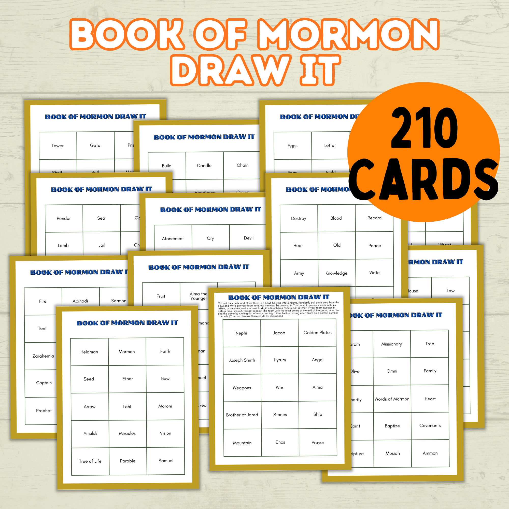 Book of Mormon Draw it Game, Book of Mormon Activity, Book of Mormon Charades, BOM, Seminary Game, Institute Game, Primary Game, LDS game