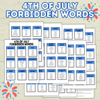 4th of July Forbidden Words Games for Adults and Kids, 4th of July Activity, Patriotic Games, Summer BBQ family games, Independence Day,
