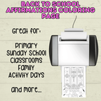Back to School Coloring Page, Back to School Affirmations, Sunday School, Homeschool, Christian Coloring Pages, Children's Ministry