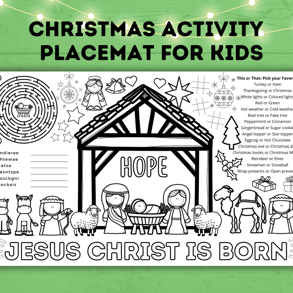Christmas Placemat for Kids | Christmas Nativity Activity | Activity Sheet for Kids