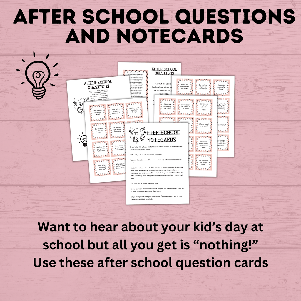 After School Questions for Kids | Kids Questions | Kids Notecards | Question Cards for Kids | Kids Activities | Ice Breaker Questions