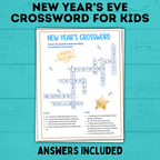New Year's Eve Crossword for Kids | Kids Games | Kids Crosswords | Kids Puzzles | New Year's Eve Games for Kids | NYE Printables | Party