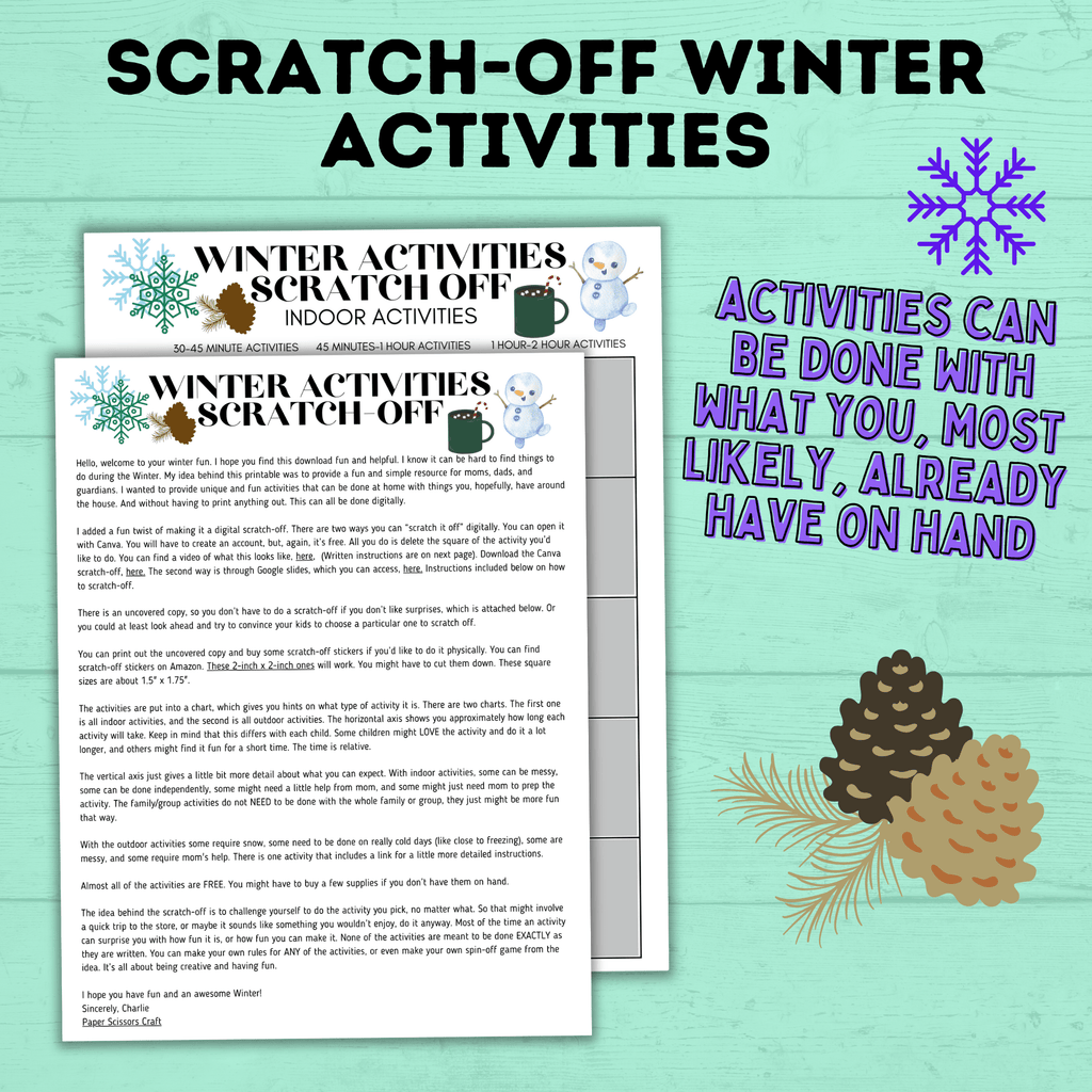 Winter Activities for Kids | Winter Scratch-Off Activities for Kids | Kid's Scratch-off | Kids Activities | Indoor Activities | Kids
