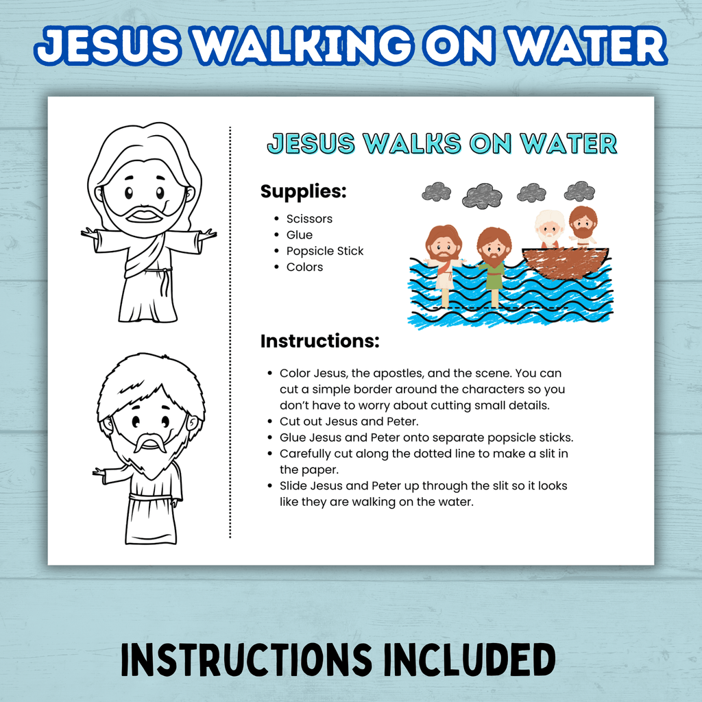 Jesus Walks on Water Craft, Bible Lesson Craft, Sunday School Craft, Kids Church Craft, Bible Story Activity, Cut and Paste, Homeschool