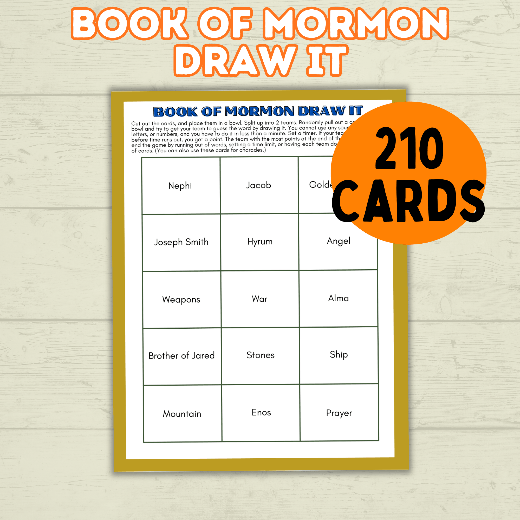 Book of Mormon Draw it Game, Book of Mormon Activity, Book of Mormon Charades, BOM, Seminary Game, Institute Game, Primary Game, LDS game