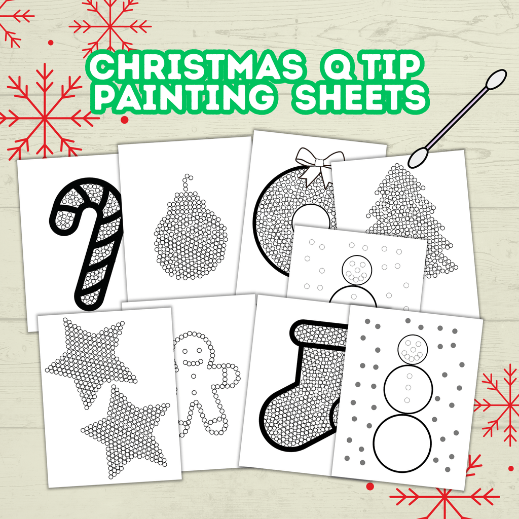 Christmas Q-tip Painting Printable | Christmas Craft for Kids and Toddlers