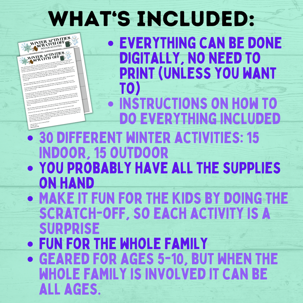 Winter Activities for Kids | Winter Scratch-Off Activities for Kids | Kid's Scratch-off | Kids Activities | Indoor Activities | Kids