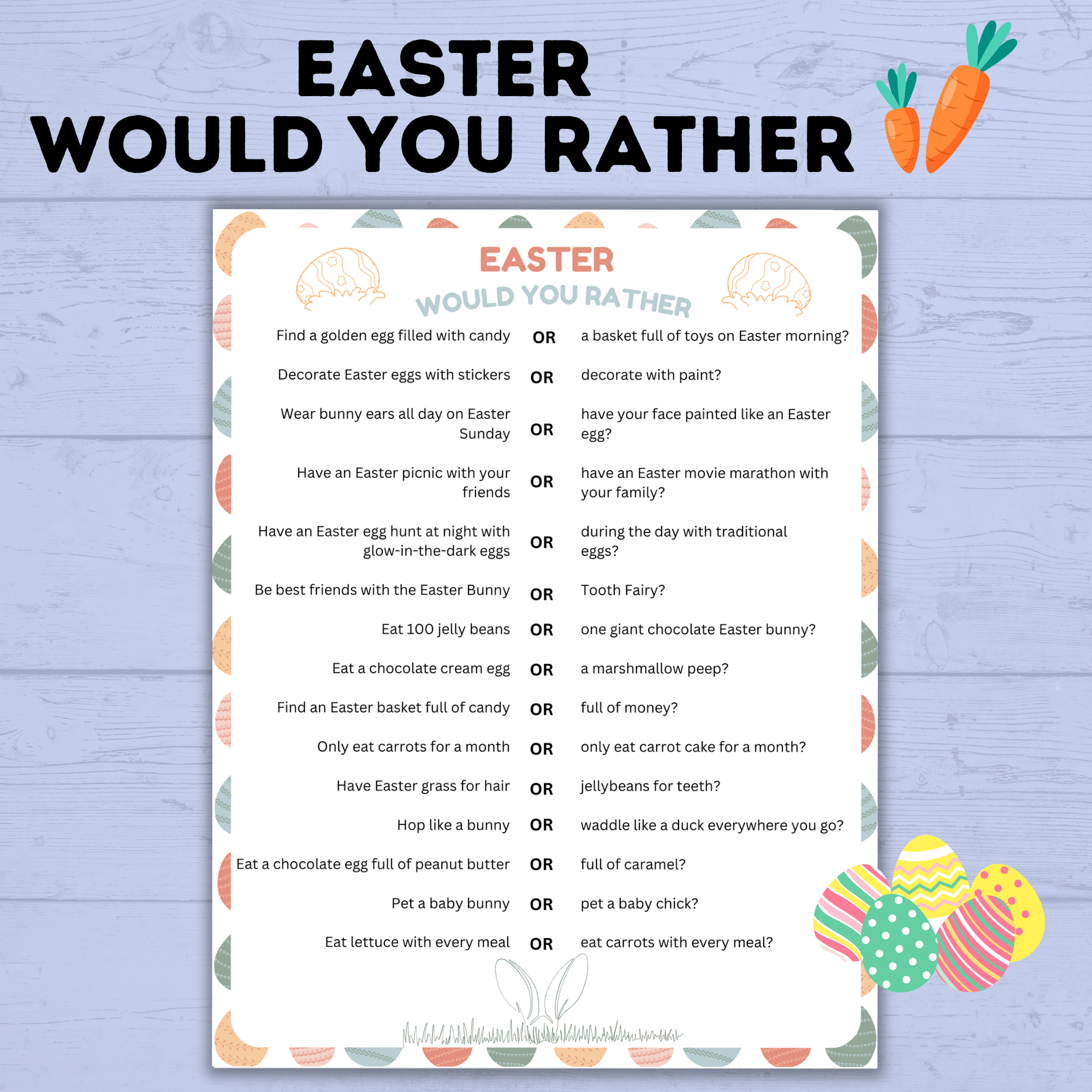 Easter Would You Rather for Kids | Easter Activities | Easter Printables | Easter for Kids | Kids Printables | Easter PDF download | Instant