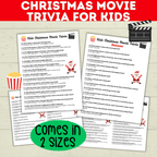 Christmas Movie Trivia for Kids, Holiday Games, Movie quiz, Printable