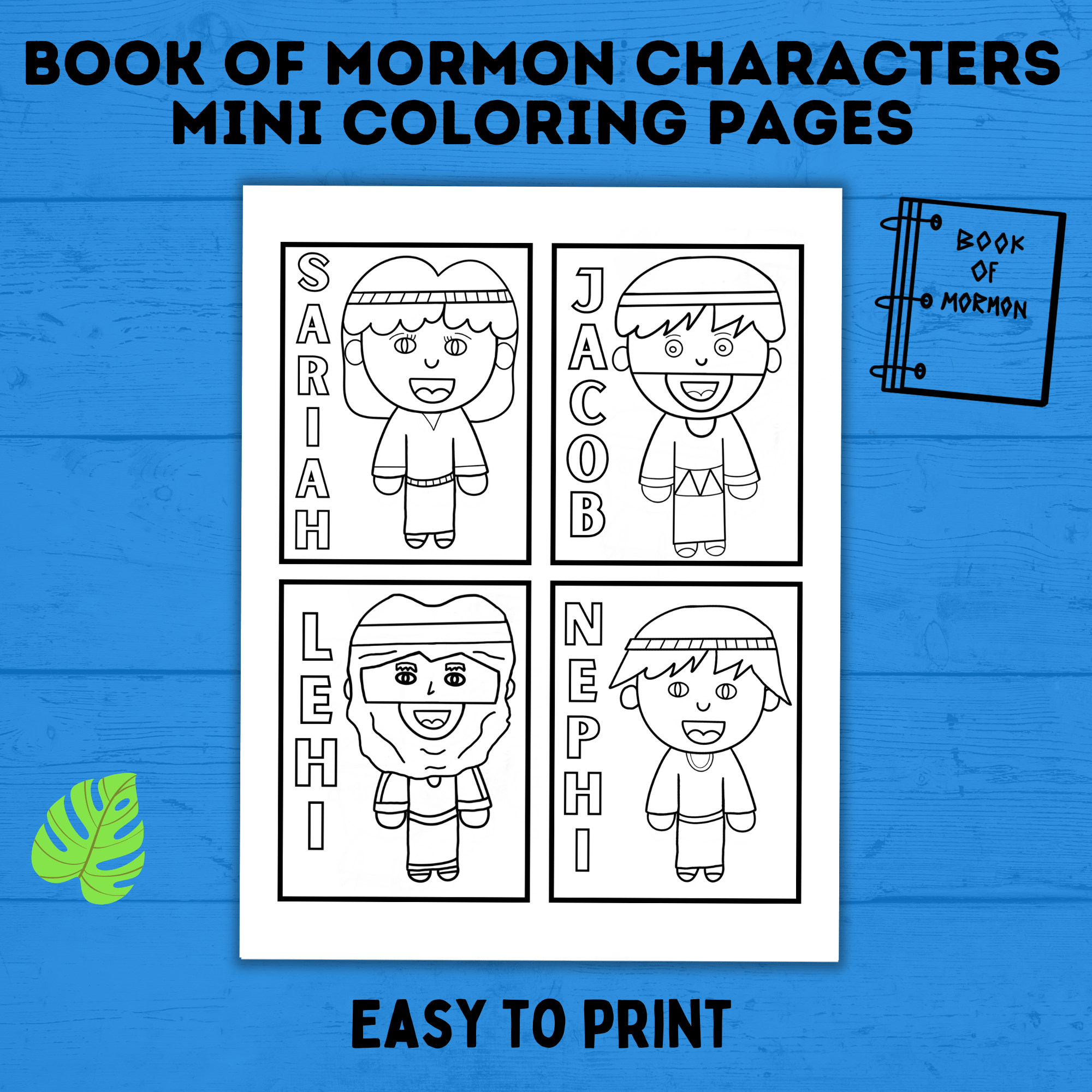 Book of Mormon Characters Mini Coloring Book | Nephi | Book of Mormon Coloring Pages | Primary Activities | Primary Coloring Pages | Kids