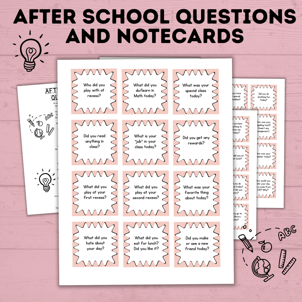 After School Questions for Kids | Kids Questions | Kids Notecards | Question Cards for Kids | Kids Activities | Ice Breaker Questions