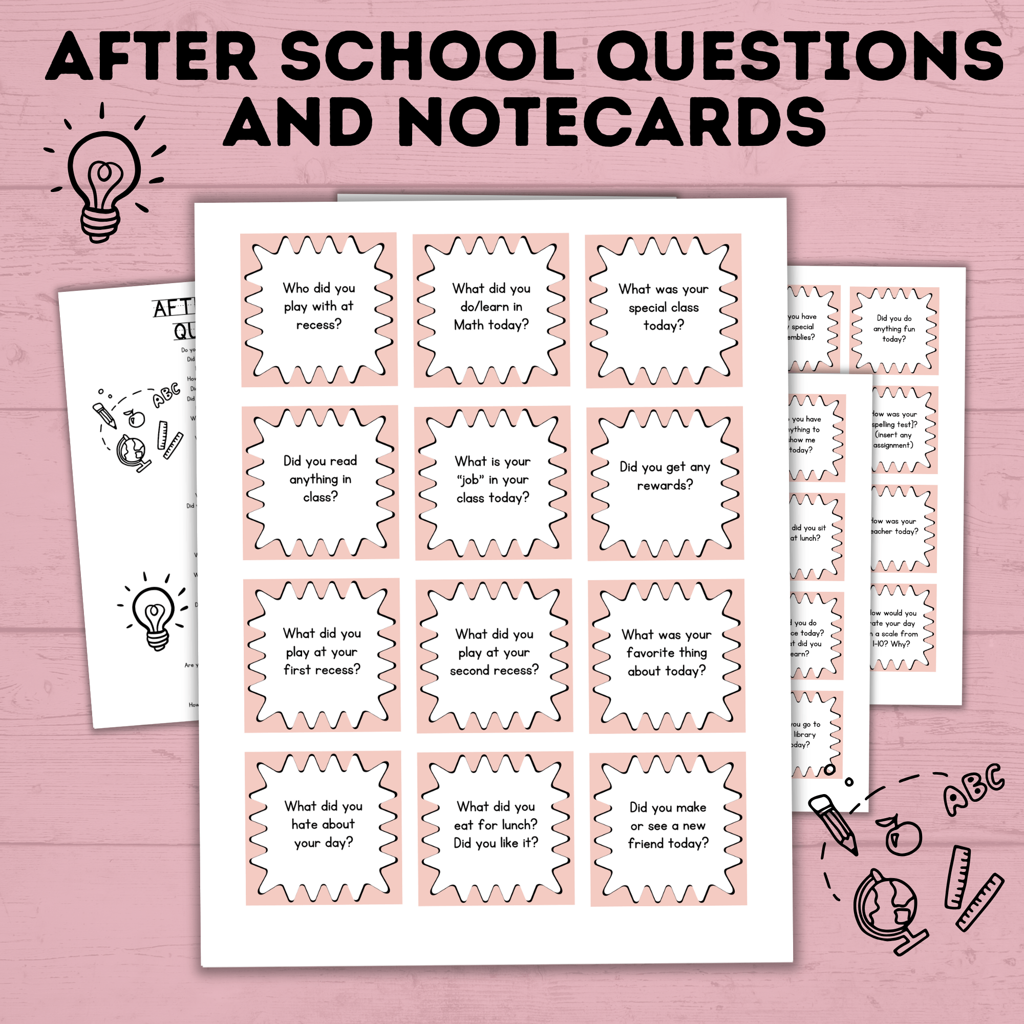 After School Questions for Kids | Kids Questions | Kids Notecards | Question Cards for Kids | Kids Activities | Ice Breaker Questions
