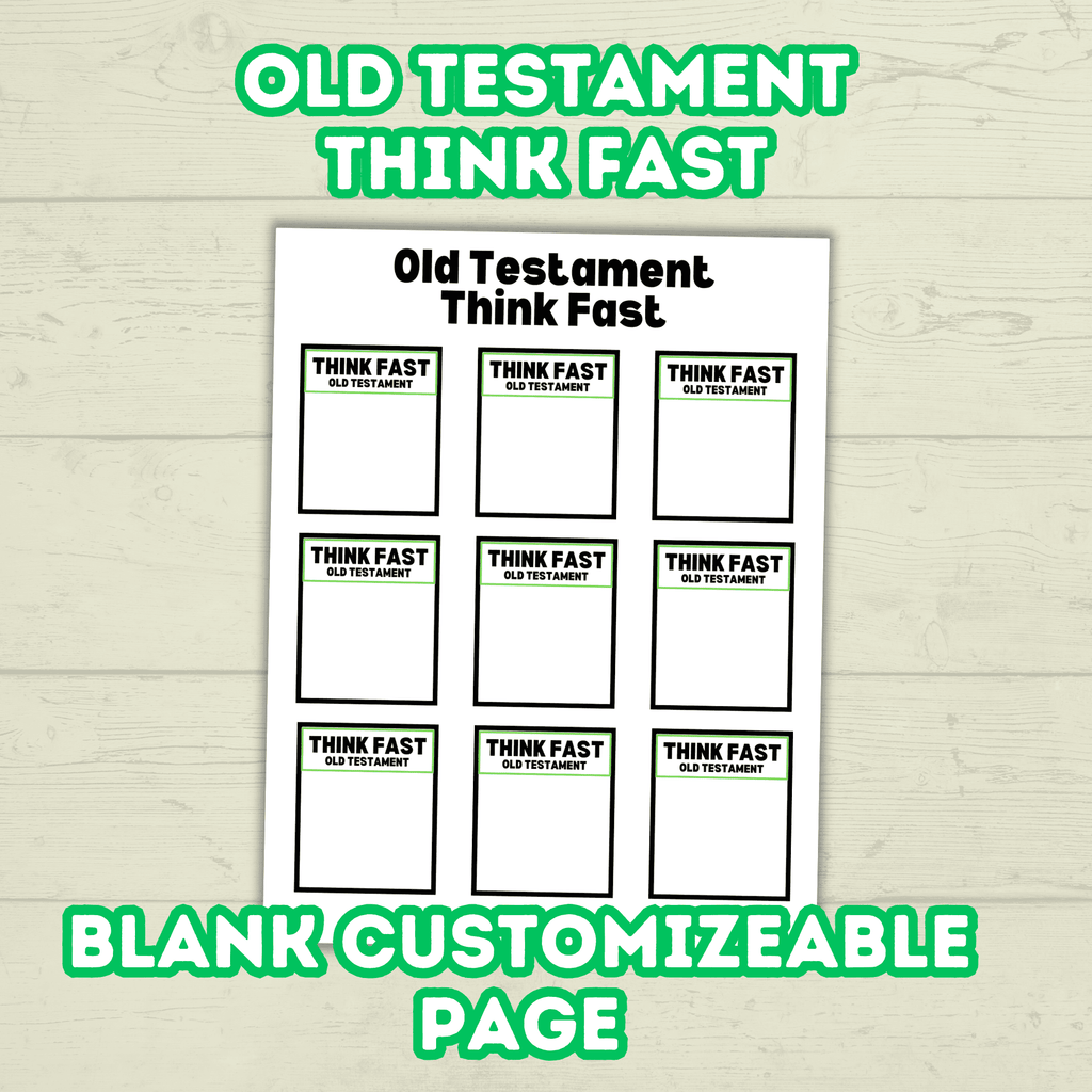 Think Quick and Fast Game Old Testament Bible Trivia, Christian Youth Group