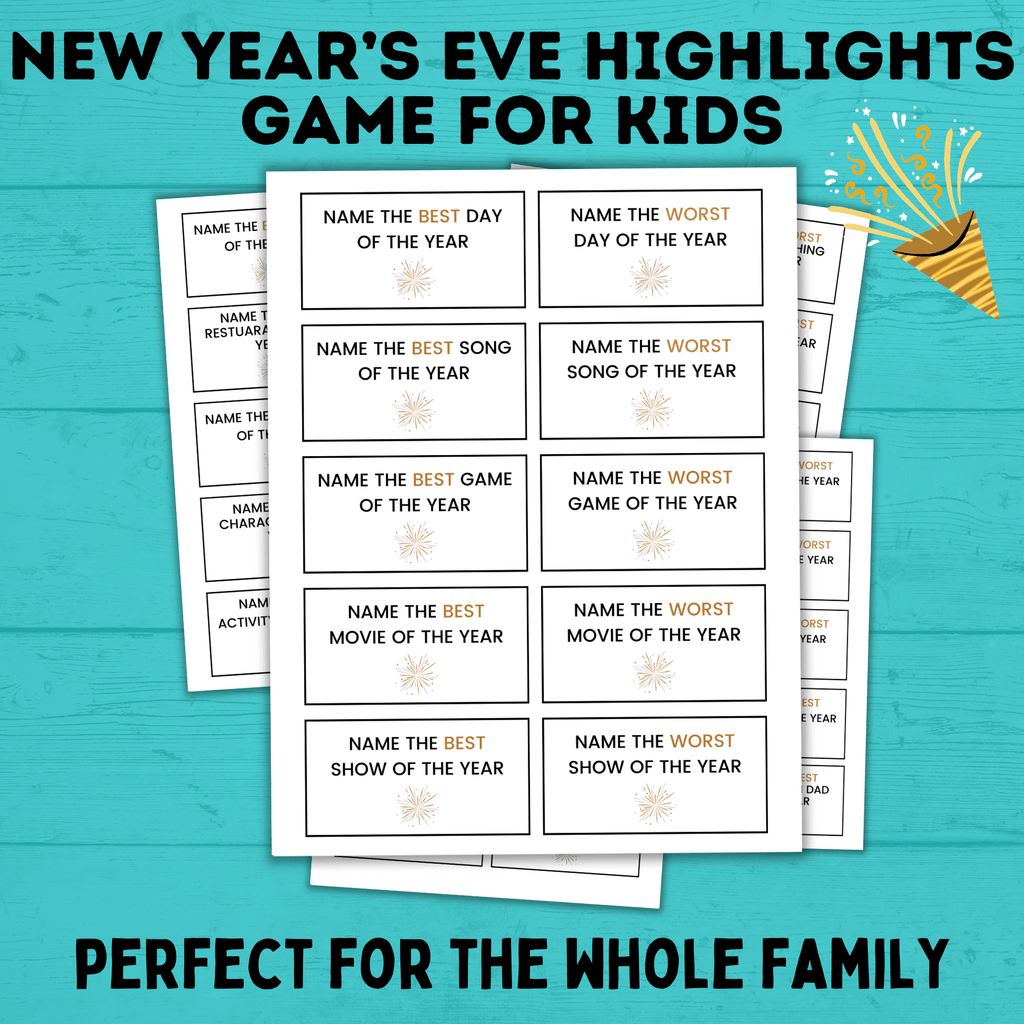 New Year's Eve Highlights Game for Kids and Family | Kids Games | New Year's Eve Games | Party Games | New Year's Eve Printable | NYE