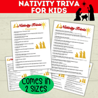 Christmas Nativity Bible Trivia for Kids, Holiday Family Games, Sunday School